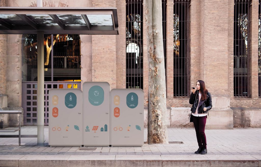 woman recording voice message at the street